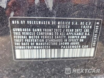 Zdjęcie 12 z 12 samochodu: 2021 VOLKSWAGEN JETTA S VIN:3VWN57BU7MM002733 - miniatura