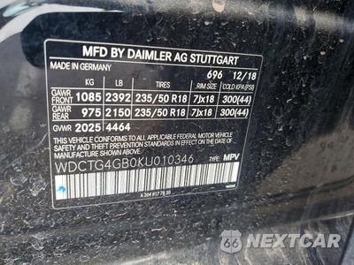 Zdjęcie 12 z 12 samochodu: 2019 MERCEDES-BENZ GLA 250 VIN:WDCTG4GB0KU010346 - miniatura