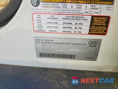 Zdjęcie 13 z 13 samochodu: 2011 AUDI A3 PREMIUM VIN:WAUDFAFM9BA099203 - miniatura
