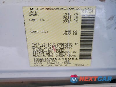 Zdjęcie 12 z 12 samochodu: 2015 NISSAN ALTIMA 2.5 S VIN:1N4AL3AP8FN346081 - miniatura