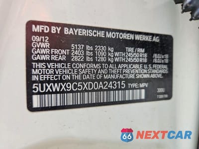 Zdjęcie 13 z 13 samochodu: 2013 BMW X3 XDRIVE28I VIN:5UXWX9C5XD0A24315 - miniatura
