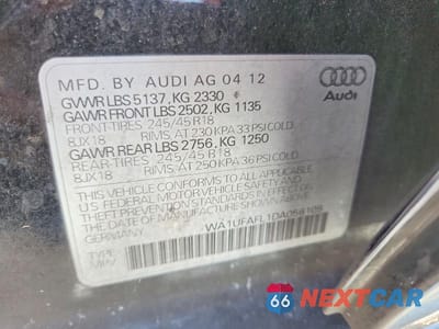 Zdjęcie 12 z 12 samochodu: 2013 AUDI A4 ALLROAD PREMIUM PLUS VIN:WA1UFAFL1DA056109 - miniatura