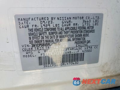 Zdjęcie 13 z 13 samochodu: 2024 NISSAN KICKS S VIN:3N1CP5BV0RL470630 - miniatura
