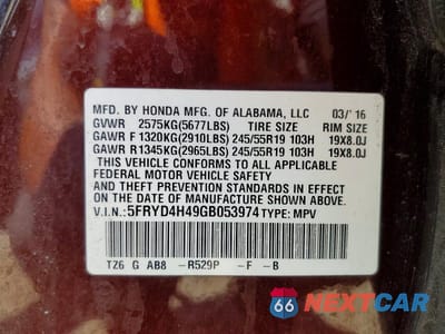 Zdjęcie 13 z 13 samochodu: 2016 ACURA MDX TECHNOLOGY VIN:5FRYD4H49GB053974 - miniatura