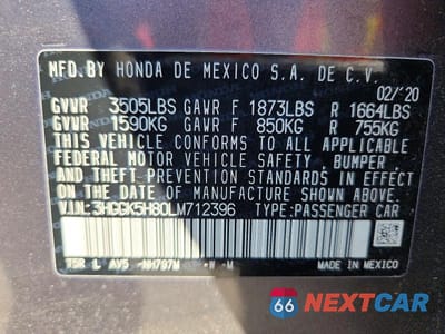 Zdjęcie 12 z 12 samochodu: 2020 HONDA FIT EX VIN:3HGGK5H80LM712396 - miniatura