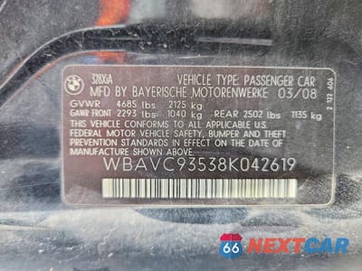 Zdjęcie 12 z 12 samochodu: 2008 BMW 328 XI VIN:WBAVC93538K042619 - miniatura