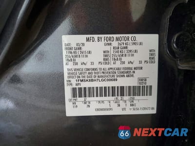 Zdjęcie 13 z 13 samochodu: 2020 FORD EXPLORER VIN:1FMSK8BH7LGC00689 - miniatura