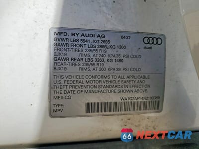 Zdjęcie 13 z 13 samochodu: 2022 AUDI Q5 E PREMIUM 55 VIN:WA1G2AFY4N2100359 - miniatura