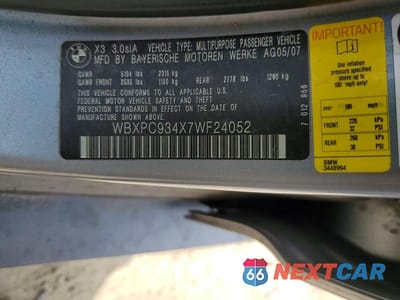 Zdjęcie 13 z 13 samochodu: 2007 BMW X3 3.0SI VIN:WBXPC934X7WF24052 - miniatura