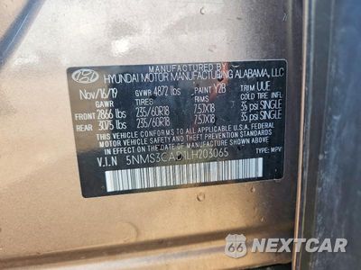 Zdjęcie 12 z 12 samochodu: 2020 HYUNDAI SANTA FE SEL VIN:5NMS3CAD1LH203065 - miniatura