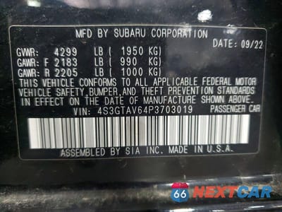 Zdjęcie 13 z 13 samochodu: 2023 SUBARU IMPREZA PREMIUM VIN:4S3GTAV64P3703019 - miniatura
