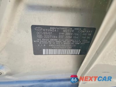 Zdjęcie 14 z 14 samochodu: 2008 HYUNDAI ELANTRA GLS VIN:KMHDU46D88U333229 - miniatura