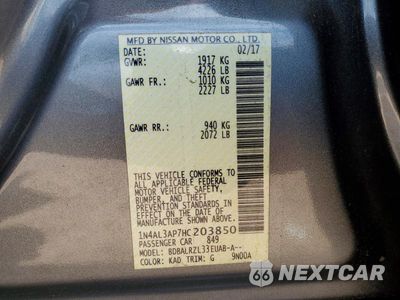 Zdjęcie 12 z 12 samochodu: 2017 NISSAN ALTIMA 2.5 SL VIN:1N4AL3AP7HC203850 - miniatura
