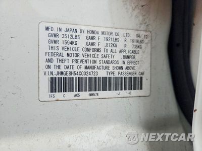 Zdjęcie 12 z 12 samochodu: 2012 HONDA FIT VIN:JHMGE8H54CC024723 - miniatura