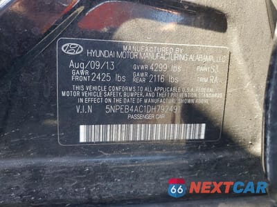 Zdjęcie 12 z 12 samochodu: 2013 HYUNDAI SONATA GLS VIN:5NPEB4AC1DH792491 - miniatura
