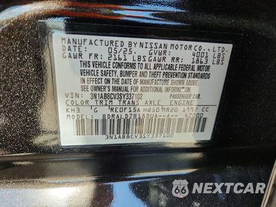 Zdjęcie 12 z 12 samochodu: 2025 NISSAN SENTRA SV VIN:3N1AB8CV3SY337102 - miniatura