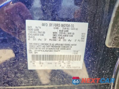 Zdjęcie 14 z 14 samochodu: 2016 FORD EDGE SEL VIN:2FMPK4J82GBC10477 - miniatura