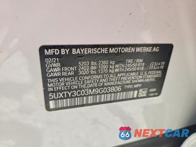 Zdjęcie 12 z 12 samochodu: 2021 BMW X3 SDRIVE30I VIN:5UXTY3C03M9G03806 - miniatura