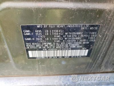 Zdjęcie 13 z 13 samochodu: 2015 SUBARU OUTBACK 2.5I PREMIUM VIN:4S4BSAFC2F3302676 - miniatura