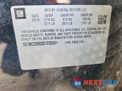 Zdjęcie 13 z 13 samochodu: 2016 CHEVROLET CRUZE LS VIN:1G1BC5SM2G7236561 - miniatura