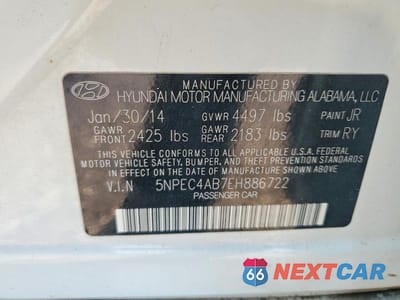 Zdjęcie 12 z 12 samochodu: 2014 HYUNDAI SONATA LIMITED 2.0T VIN:5NPEC4AB7EH886722 - miniatura