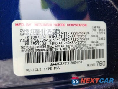 Zdjęcie 13 z 13 samochodu: 2015 MITSUBISHI OUTLANDER SE VIN:JA4AD3A35FZ004790 - miniatura