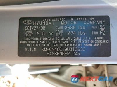 Zdjęcie 13 z 13 samochodu: 2009 HYUNDAI ACCENT GLS VIN:KMHCN46C19U313633 - miniatura