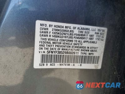 Zdjęcie 13 z 13 samochodu: 2009 HONDA PILOT EXL VIN:5FNYF38529B002611 - miniatura