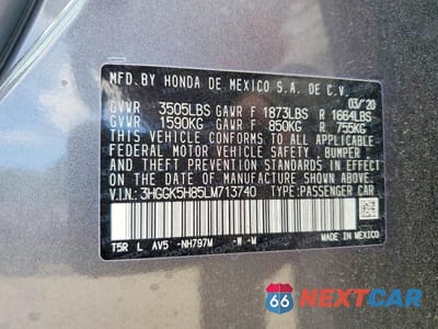 Zdjęcie 12 z 12 samochodu: 2020 HONDA FIT EX VIN:3HGGK5H85LM713740 - miniatura