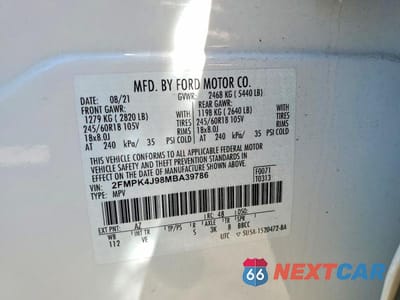 Zdjęcie 13 z 13 samochodu: 2021 FORD EDGE SEL VIN:2FMPK4J98MBA39786 - miniatura