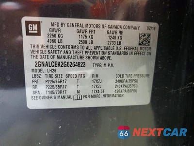 Zdjęcie 13 z 13 samochodu: 2016 CHEVROLET EQUINOX LT VIN:2GNALCEK2G6264823 - miniatura
