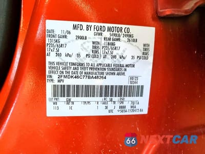 Zdjęcie 13 z 13 samochodu: 2007 FORD EDGE SE VIN:2FMDK46C77BA48264 - miniatura