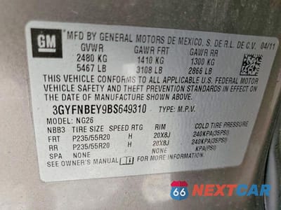 Zdjęcie 12 z 12 samochodu: 2011 CADILLAC SRX PERFORMANCE COLLECTION VIN:3GYFNBEY9BS649310 - miniatura