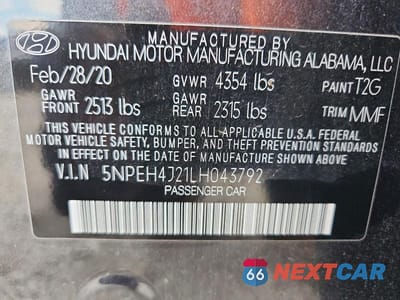 Zdjęcie 12 z 12 samochodu: 2020 HYUNDAI SONATA LIMITED VIN:5NPEH4J21LH043792 - miniatura