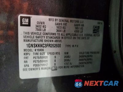 Zdjęcie 13 z 13 samochodu: 2015 CHEVROLET SUBURBAN K1500 LTZ VIN:1GNSKKKC3FR262600 - miniatura
