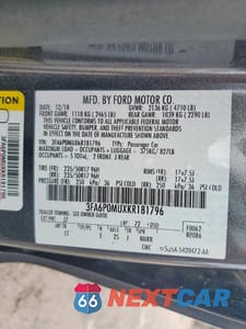 Zdjęcie 12 z 12 samochodu: 2019 FORD FUSION SEL VIN:3FA6P0MUXKR181796 - miniatura