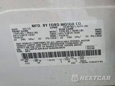 Zdjęcie 14 z 14 samochodu: 2015 FORD EDGE TITANIUM VIN:2FMPK4K82FBB06469 - miniatura