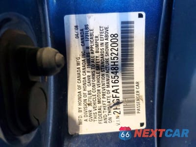 Zdjęcie 12 z 12 samochodu: 2008 HONDA CIVIC LX VIN:2HGFA16548H522008 - miniatura