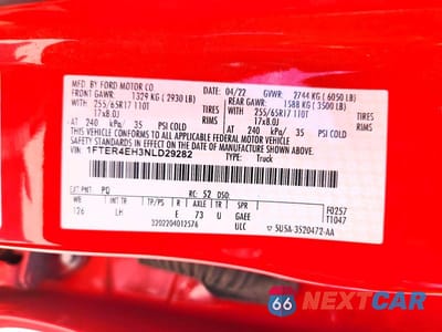 Zdjęcie 12 z 12 samochodu: 2022 FORD RANGER XL VIN:1FTER4EH3NLD29282 - miniatura
