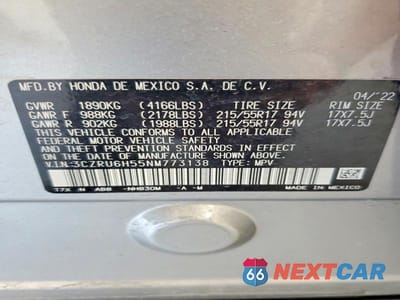 Zdjęcie 12 z 12 samochodu: 2022 HONDA HR-V EX VIN:3CZRU6H55NM773138 - miniatura
