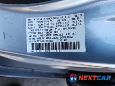 Zdjęcie 13 z 13 samochodu: 2005 HONDA CR-V EX VIN:JHLRD788X5C053053 - miniatura