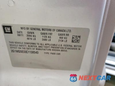 Zdjęcie 13 z 13 samochodu: 2012 CHEVROLET IMPALA LT VIN:2G1WG5E33C1138543 - miniatura