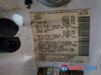 Zdjęcie 12 z 12 samochodu: 2020 NISSAN FRONTIER S VIN:1N6ED0CE4LN709679 - miniatura