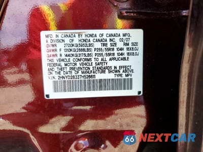 Zdjęcie 13 z 13 samochodu: 2007 ACURA MDX TECHNOLOGY VIN:2HNYD28337H526611 - miniatura