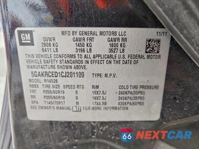 Zdjęcie 13 z 13 samochodu: 2012 BUICK ENCLAVE VIN:5GAKRCED1CJ201109 - miniatura