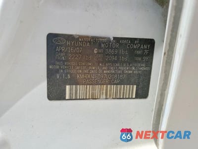Zdjęcie 12 z 12 samochodu: 2007 HYUNDAI ELANTRA GLS VIN:KMHDU46D97U208187 - miniatura