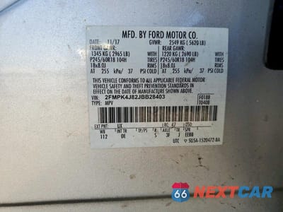 Zdjęcie 13 z 13 samochodu: 2018 FORD EDGE SEL VIN:2FMPK4J82JBB28403 - miniatura