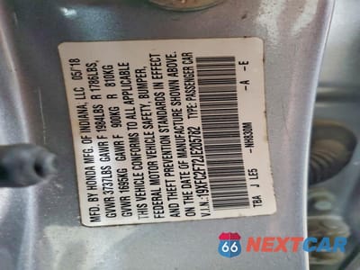 Zdjęcie 12 z 12 samochodu: 2018 HONDA CIVIC EX VIN:19XFC2F72JE205782 - miniatura