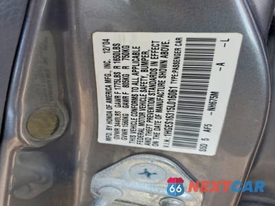 Zdjęcie 12 z 12 samochodu: 2005 HONDA CIVIC DX VP VIN:1HGES16315L016061 - miniatura