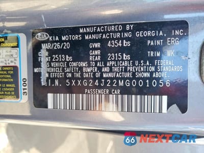 Zdjęcie 12 z 12 samochodu: 2021 KIA K5 LX VIN:5XXG24J22MG001056 - miniatura